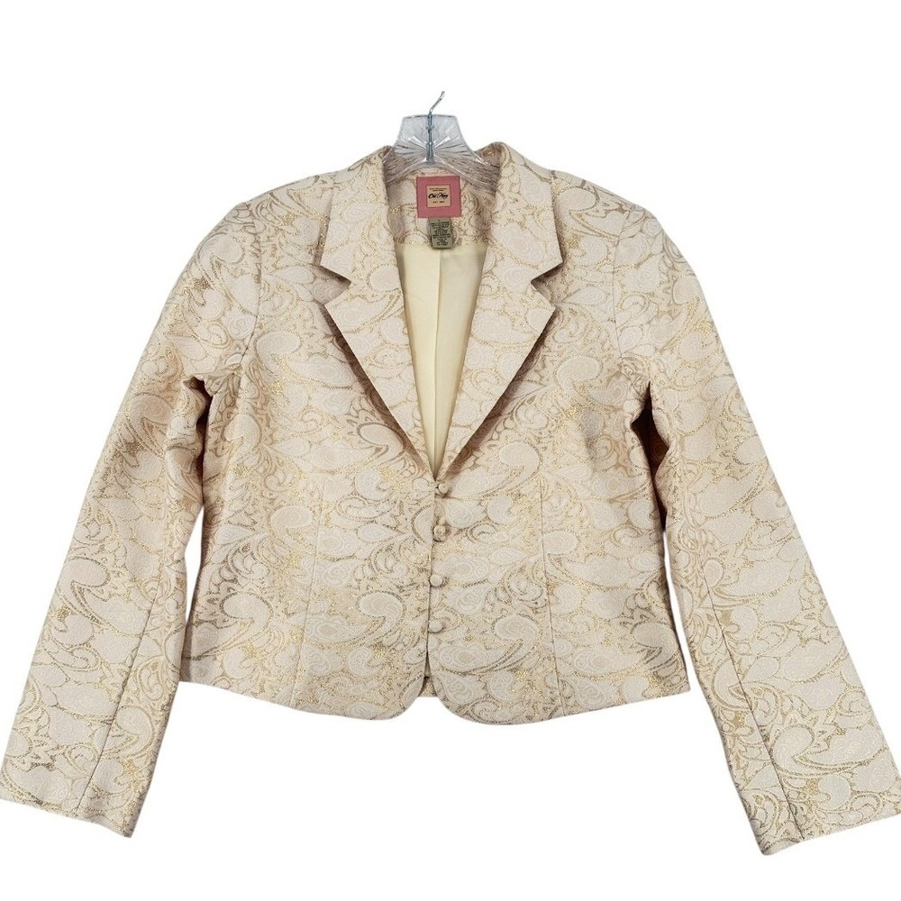 Vintage Y2K Old Navy Gold Jacquard Blazer L HOL 2005